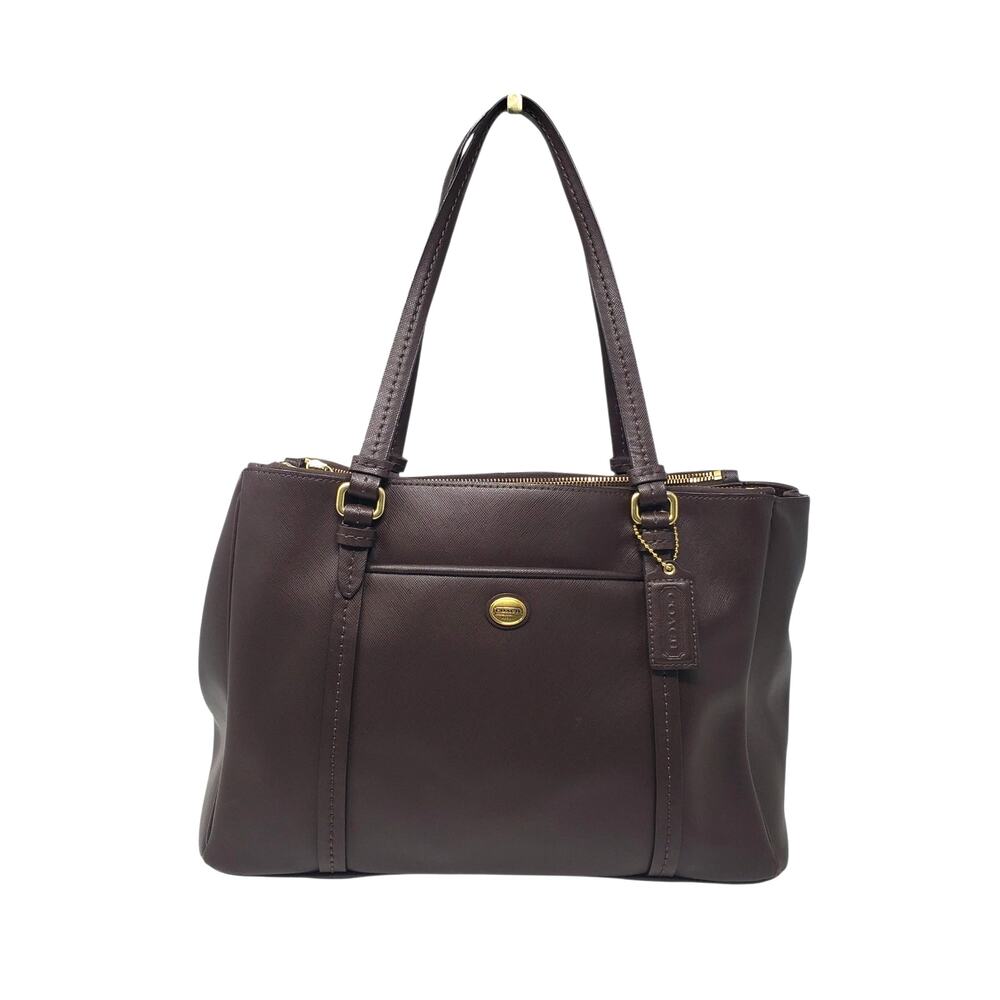 Vintage Coach Peyton Leather Jordan Caryall Double Zip Tote Bag Brown F25669